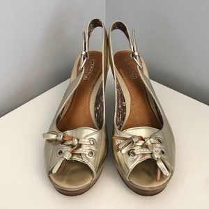 Sperry Top Sider Leather Gilder Sling-Back Wedges